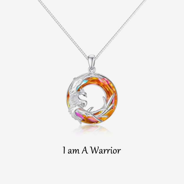 S925 I am A Warrior The Ashes Phoenix Crystal Necklace 