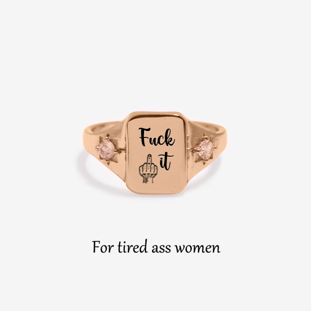 S925 Fuck it Square Ring 