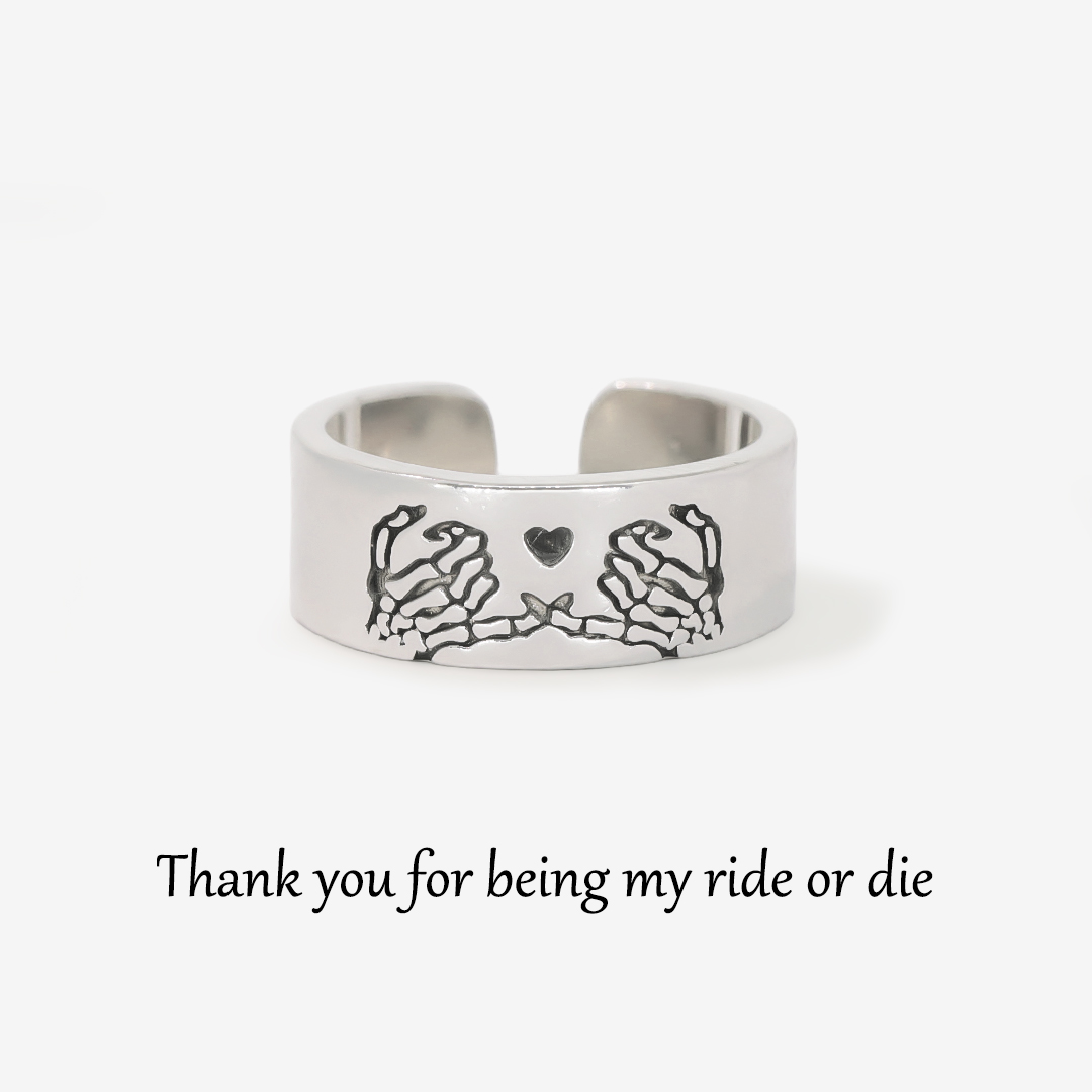 For Friend - S925 You Are My Ride or Die Skeleton Pinky Promise Ring 