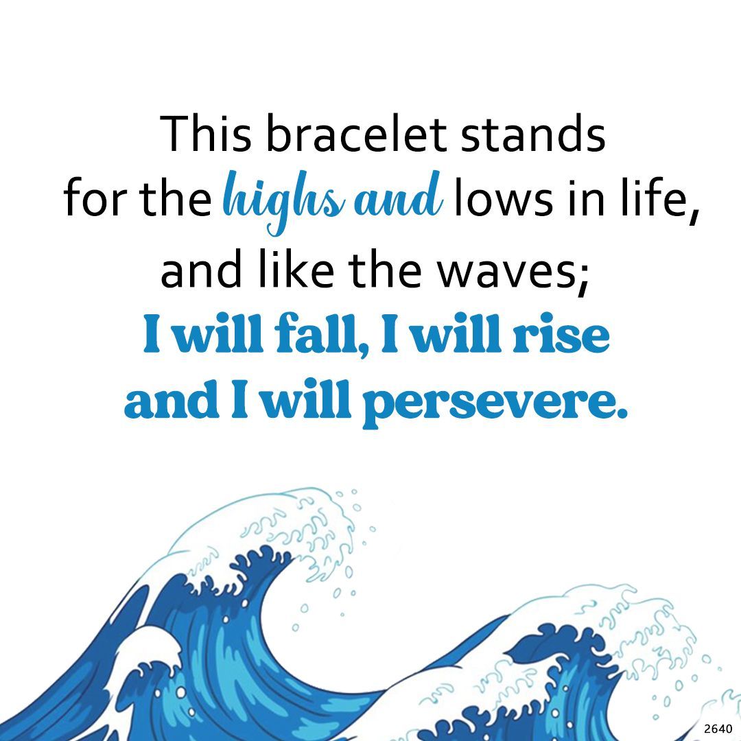 Double Blue Wave Ring-I Will Fall I Will Rise