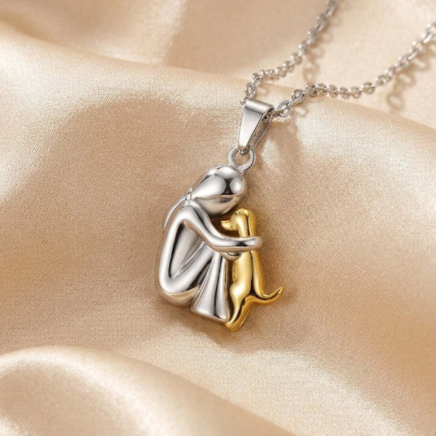 Forever in Your Heart" Dog Hug Pendant Necklace