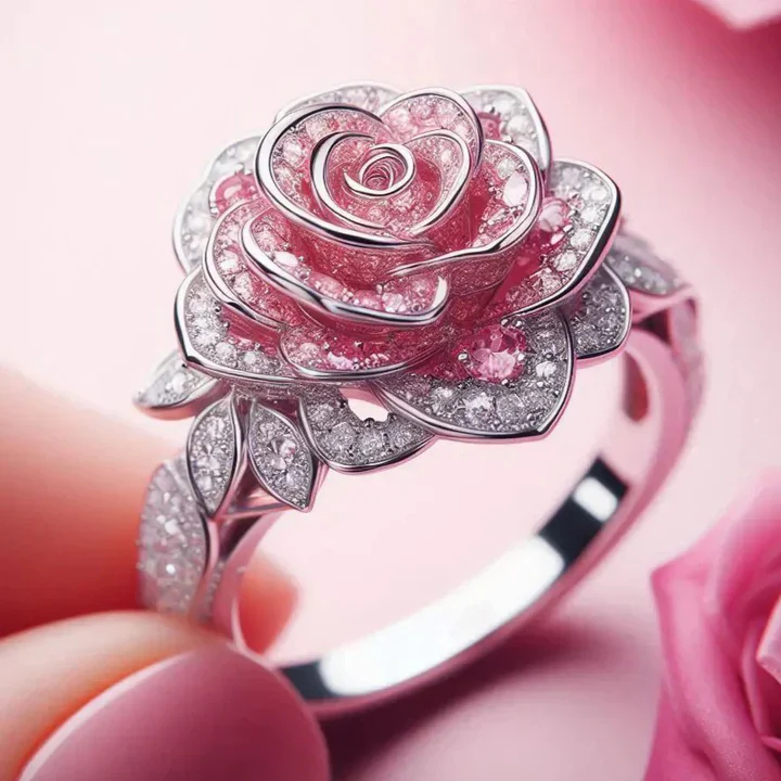 Plated Ring with Pink Flowers