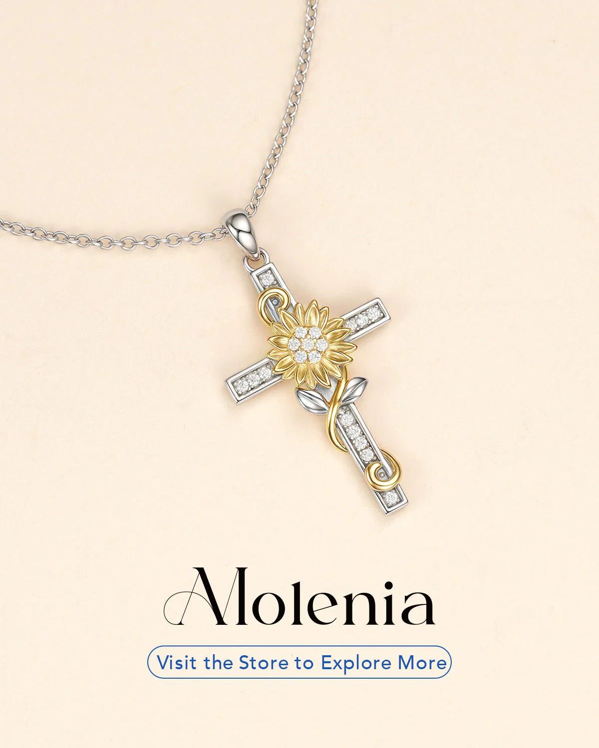 Sunflower Cross Necklace