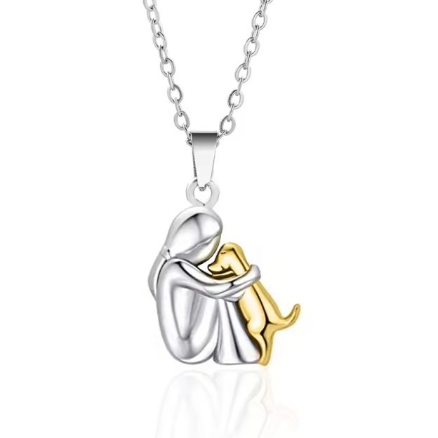 Forever in Your Heart" Dog Hug Pendant Necklace