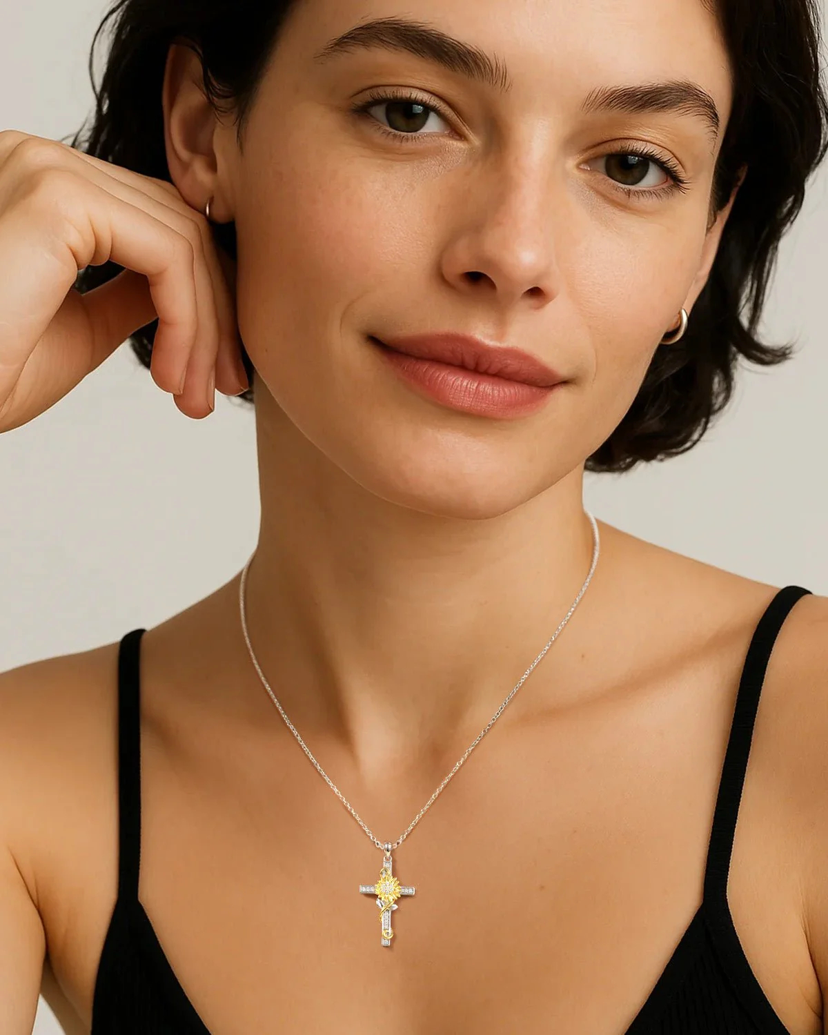 Sunflower Cross Necklace