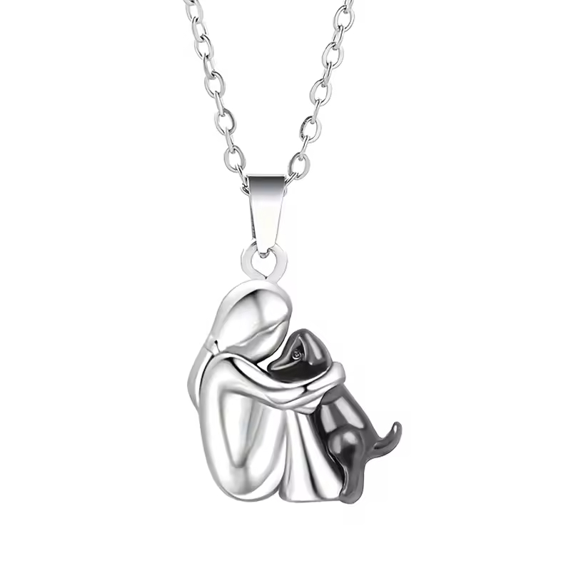 Forever in Your Heart" Dog Hug Pendant Necklace