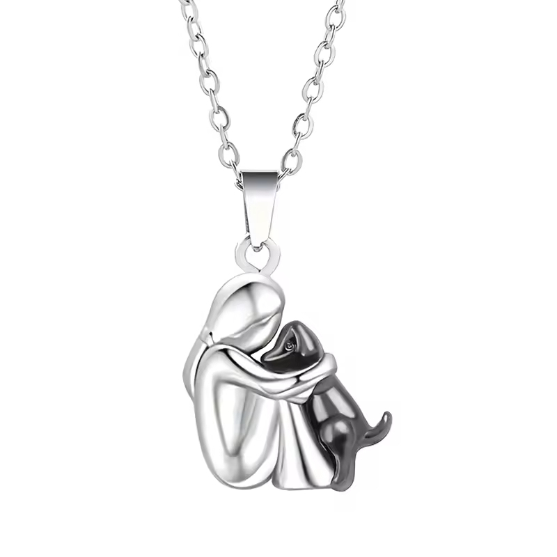 Forever in Your Heart" Dog Hug Pendant Necklace