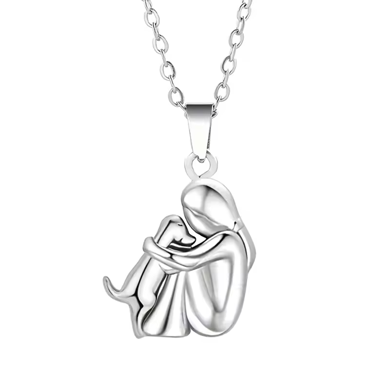 Forever in Your Heart" Dog Hug Pendant Necklace