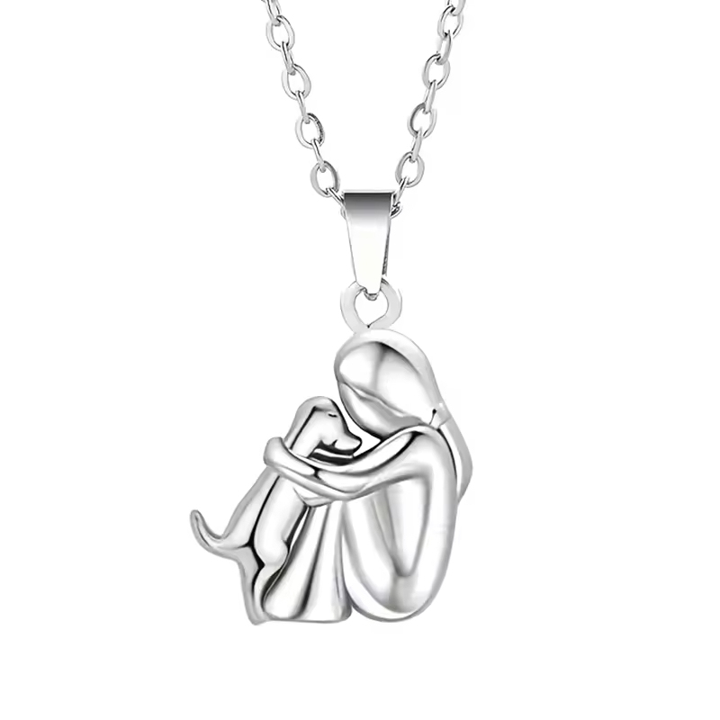 Forever in Your Heart" Dog Hug Pendant Necklace