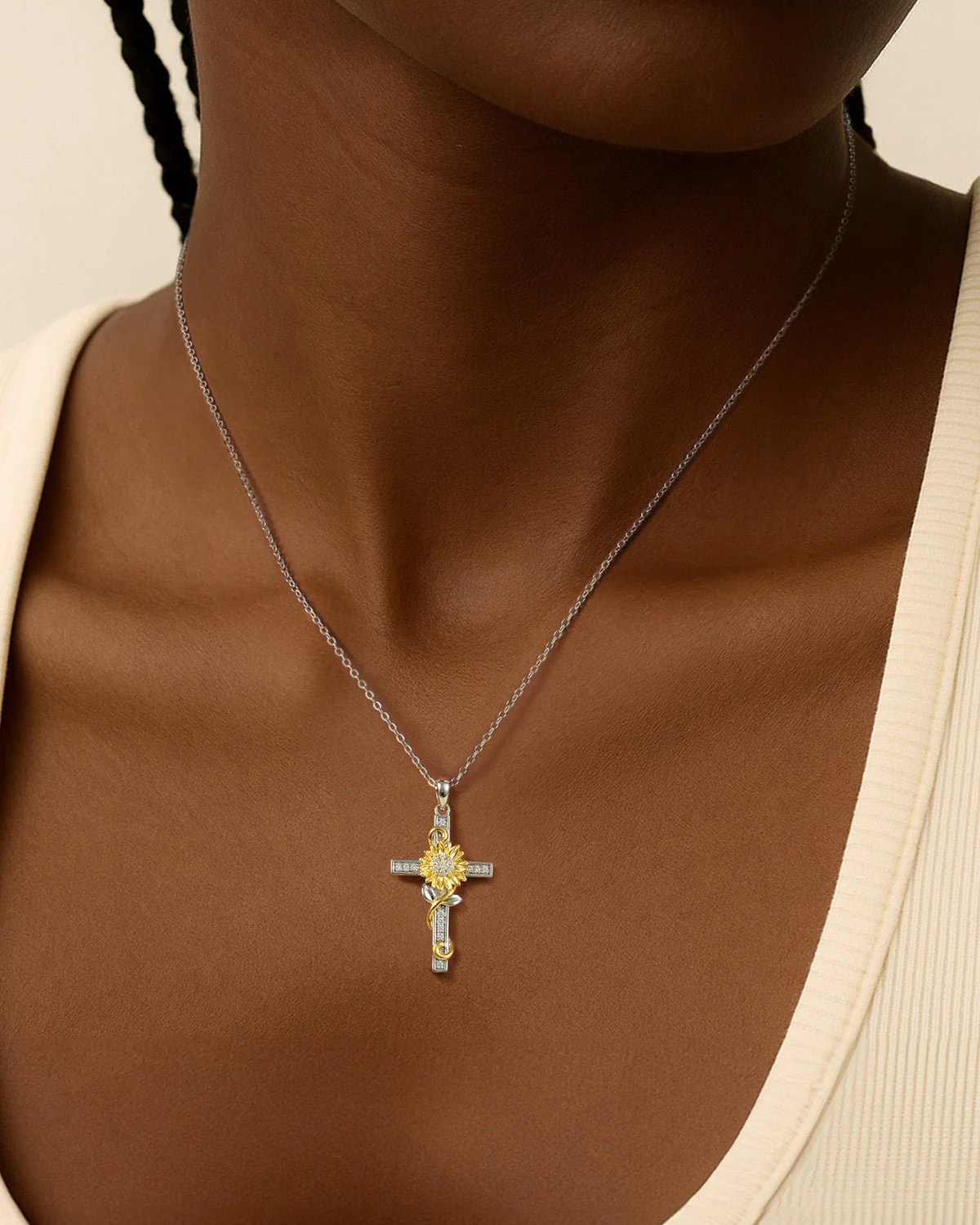 Sunflower Cross Necklace