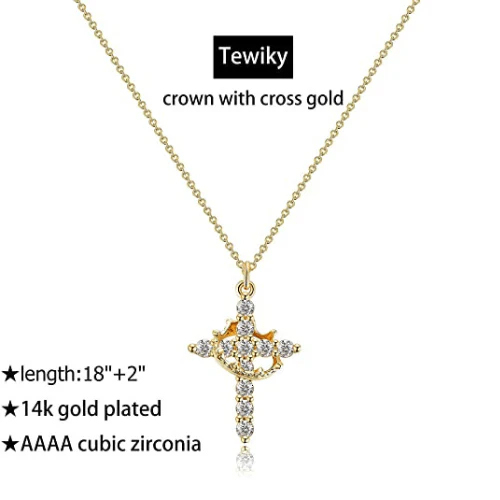 Crown with Cross Pendant Necklace