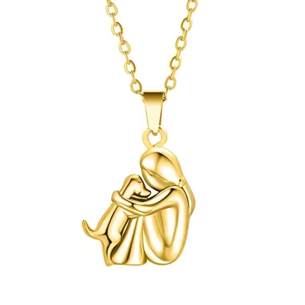 Forever in Your Heart" Dog Hug Pendant Necklace