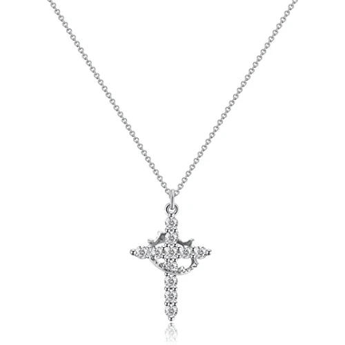 Crown with Cross Pendant Necklace