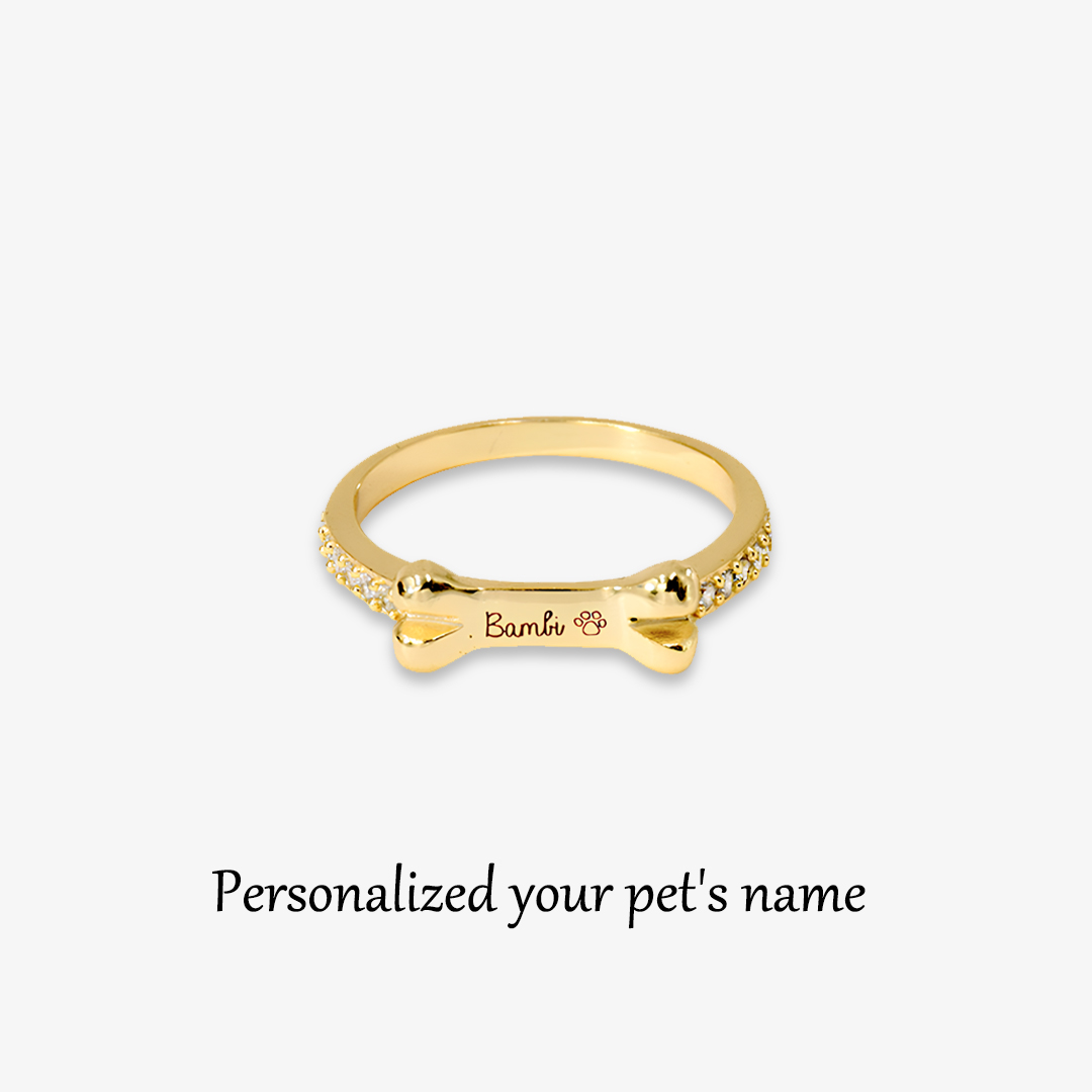 Personalized Dog Bone Shaped Ring