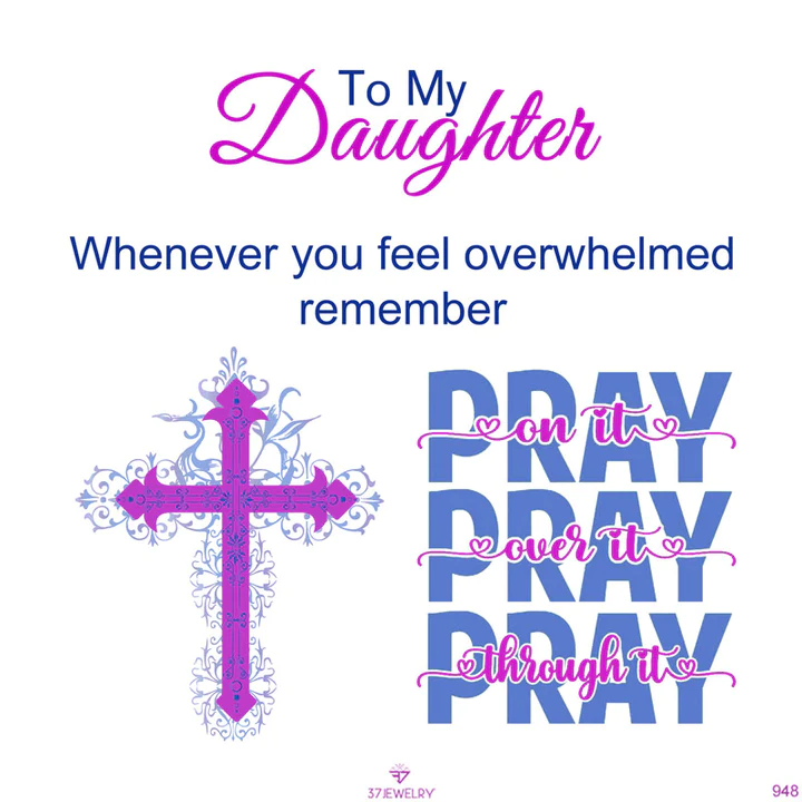 To My Daughter Pray Through It Double Cross Birthstone Custom Ring