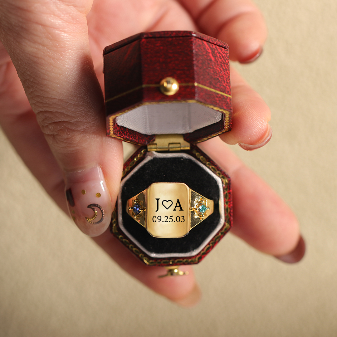 S925 Custom Initial & Special Date Ring