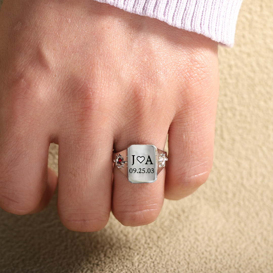 S925 Custom Initial & Special Date Ring