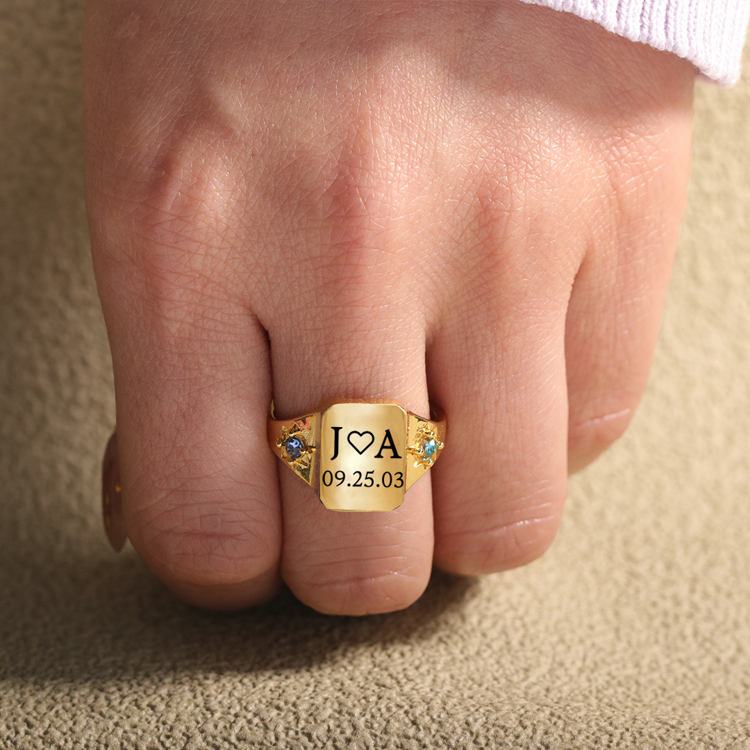 S925 Custom Initial & Special Date Ring