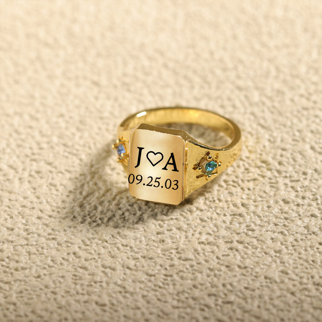 S925 Custom Initial & Special Date Ring