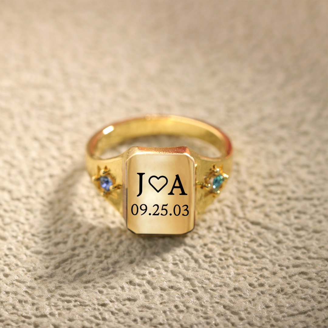 S925 Custom Initial & Special Date Ring