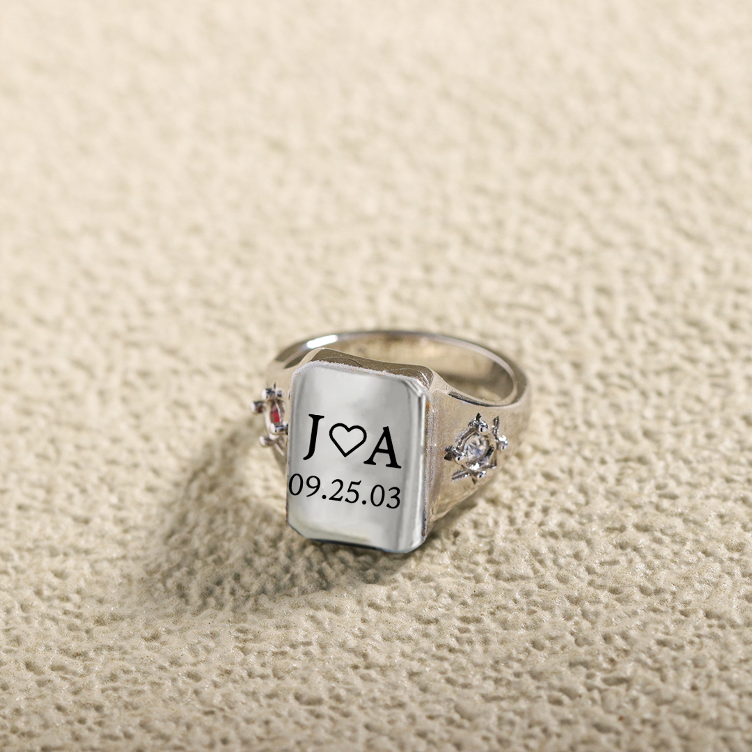 S925 Custom Initial & Special Date Ring