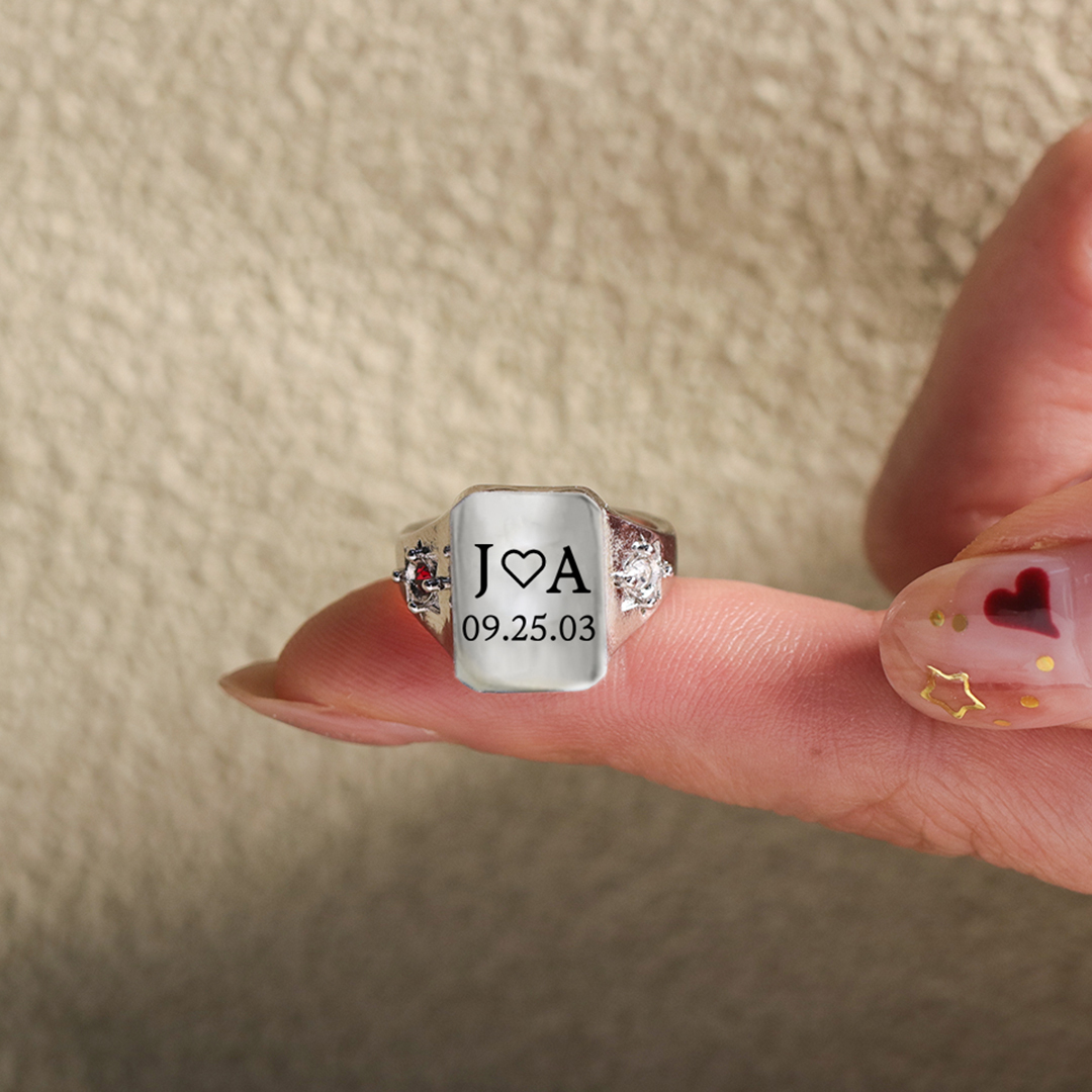S925 Custom Initial & Special Date Ring