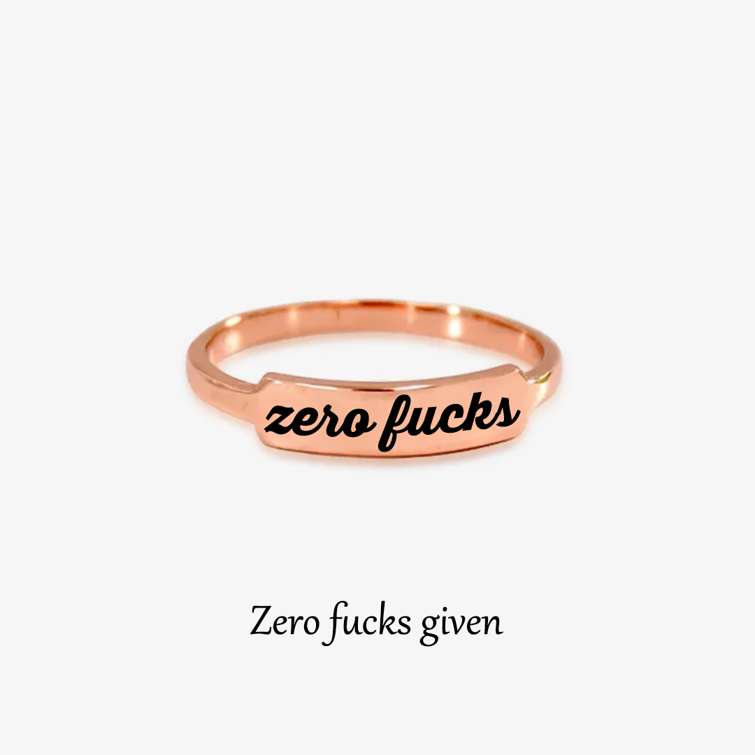 Zero Fucks Dainty Bar Ring