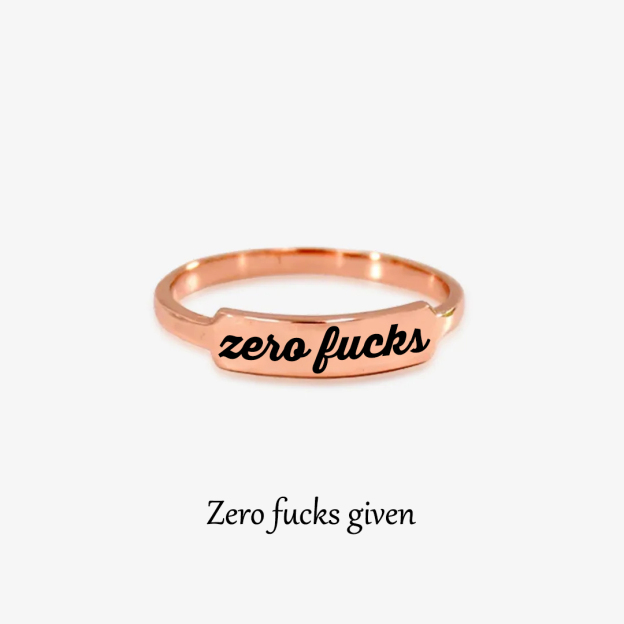 Zero Fucks Dainty Bar Ring