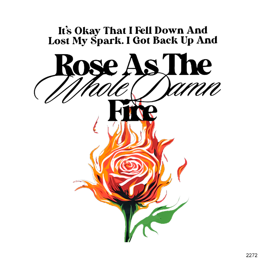 Burned and Survived Engraved Black Rose Open Ring