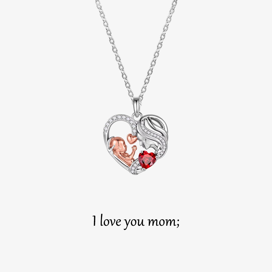 Custom Mother's Birthstone Heart Necklace