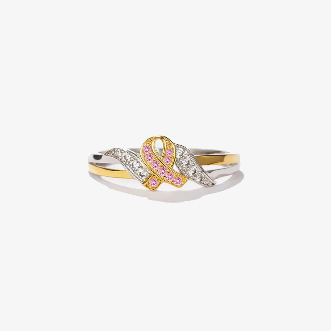 We Will Get Through Cancer Together Ribbon Ring For Women