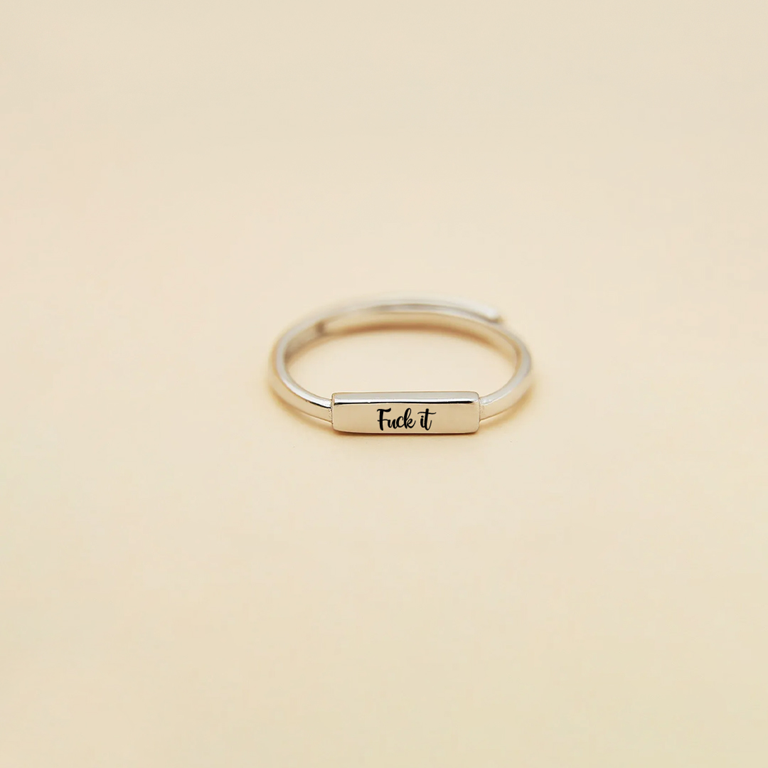 Fuck It Silver Bar Open Ring