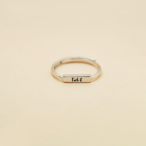 Fuck It Silver Bar Open Ring