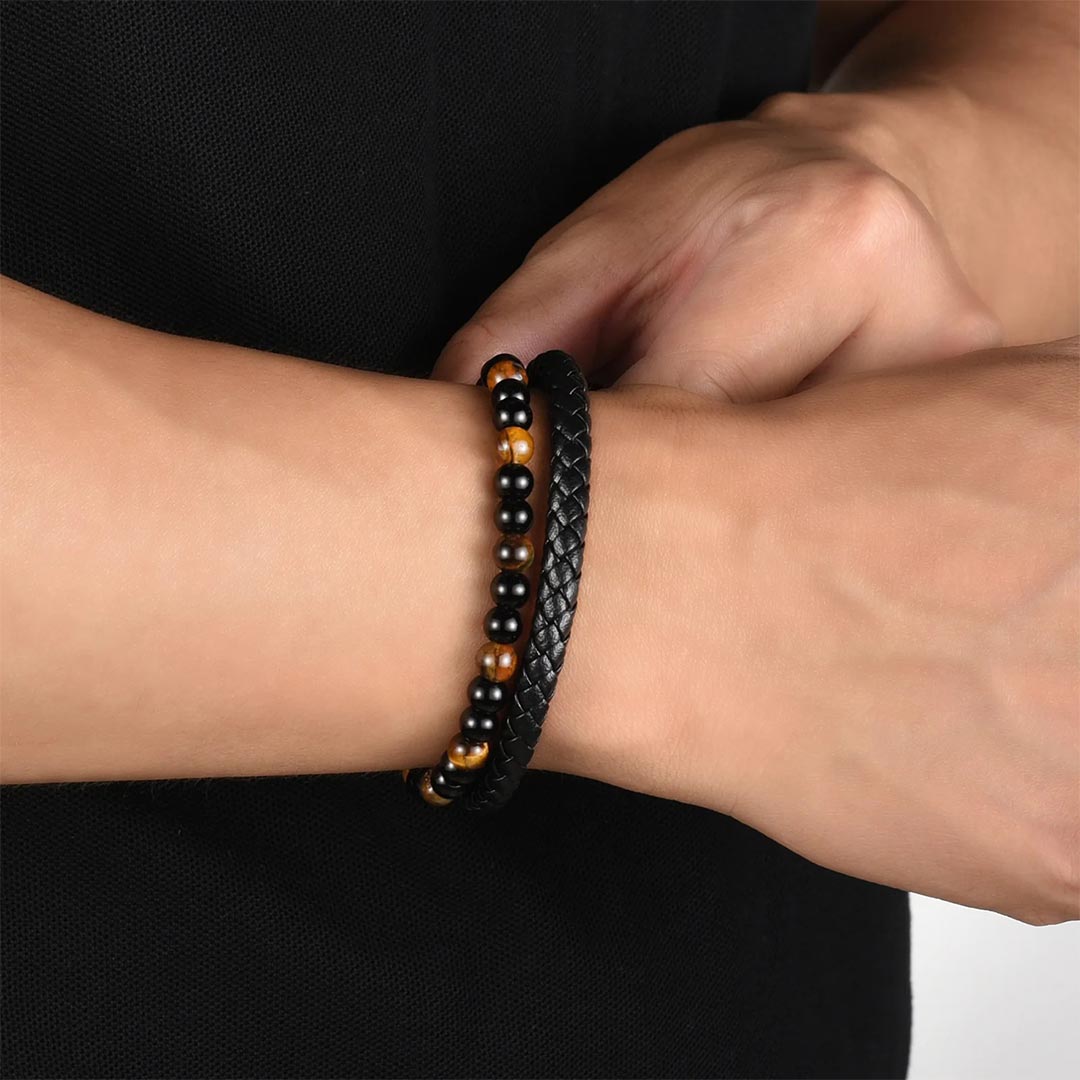 For Son - Right There In Your Heart Tiger Eye Protection Beaded Bracelet