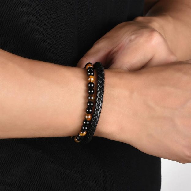 For Son - Right There In Your Heart Tiger Eye Protection Beaded Bracelet