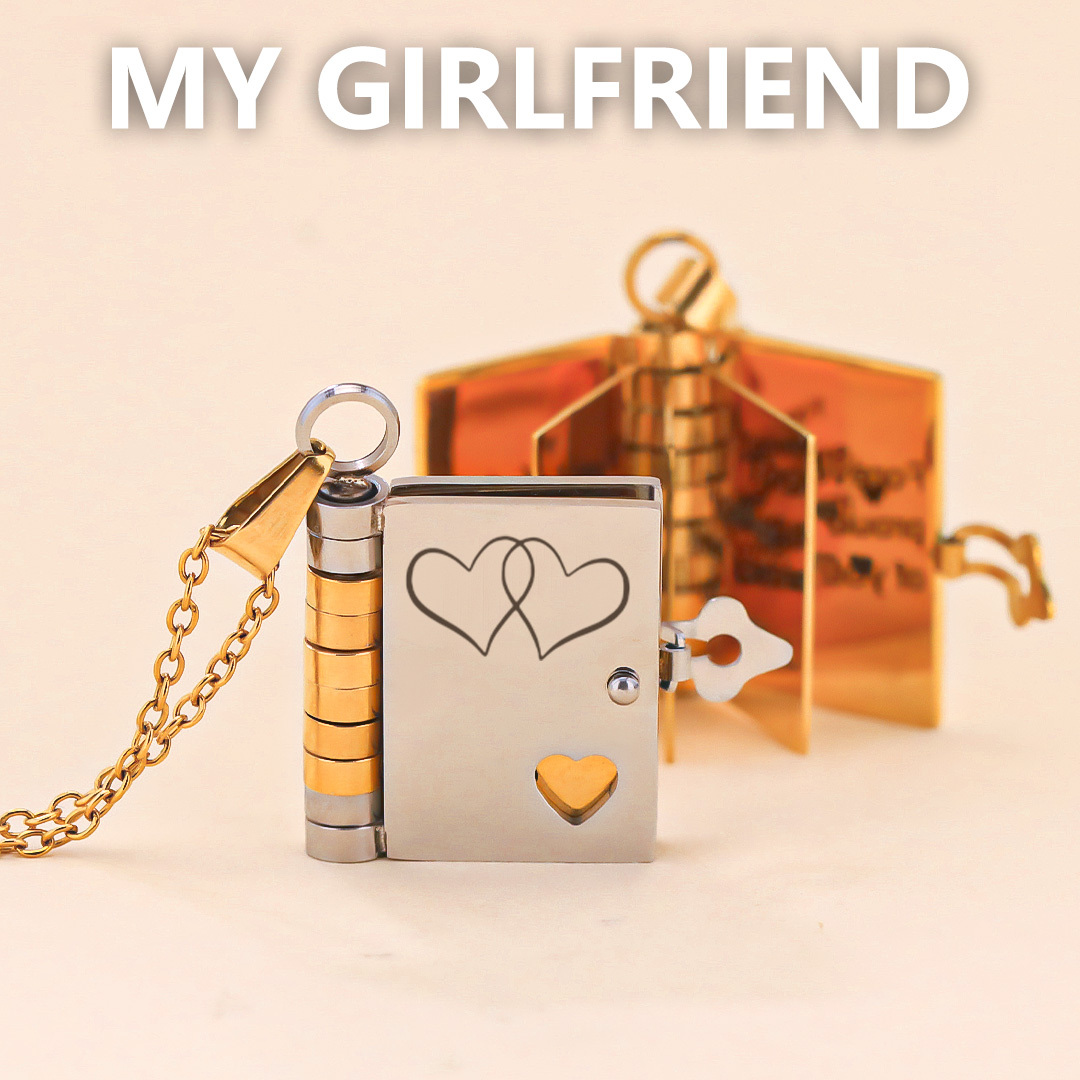 For Love - My Girlfriend Forever Grateful for You Book Necklace
