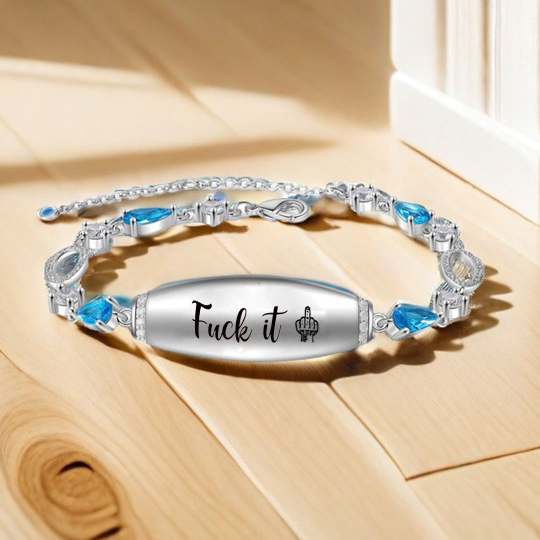 Fuck It Engraved Blue Diamond Bracelet