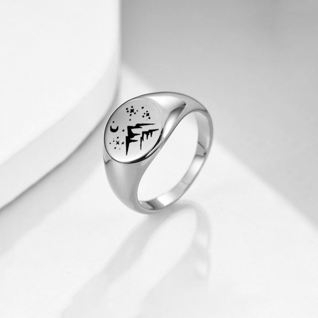 Keep Climbing Mountain Signet Round Ring