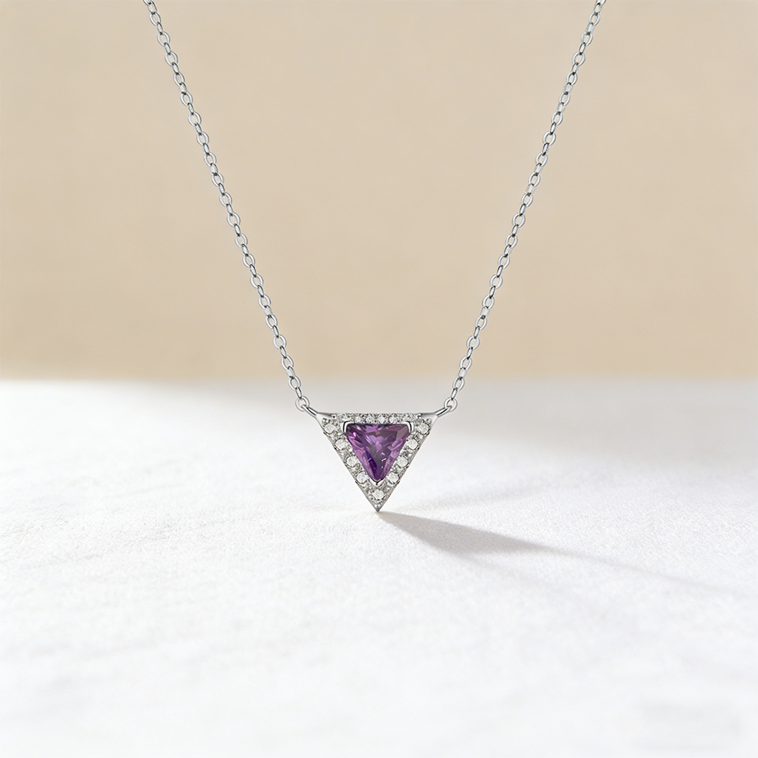 For Friend -S925 Badass Tribe Amethyst Triangle Necklace