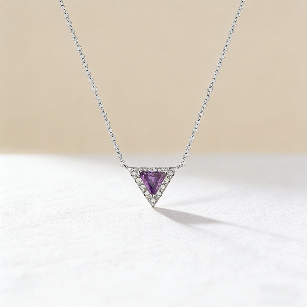 For Friend -S925 Badass Tribe Amethyst Triangle Necklace