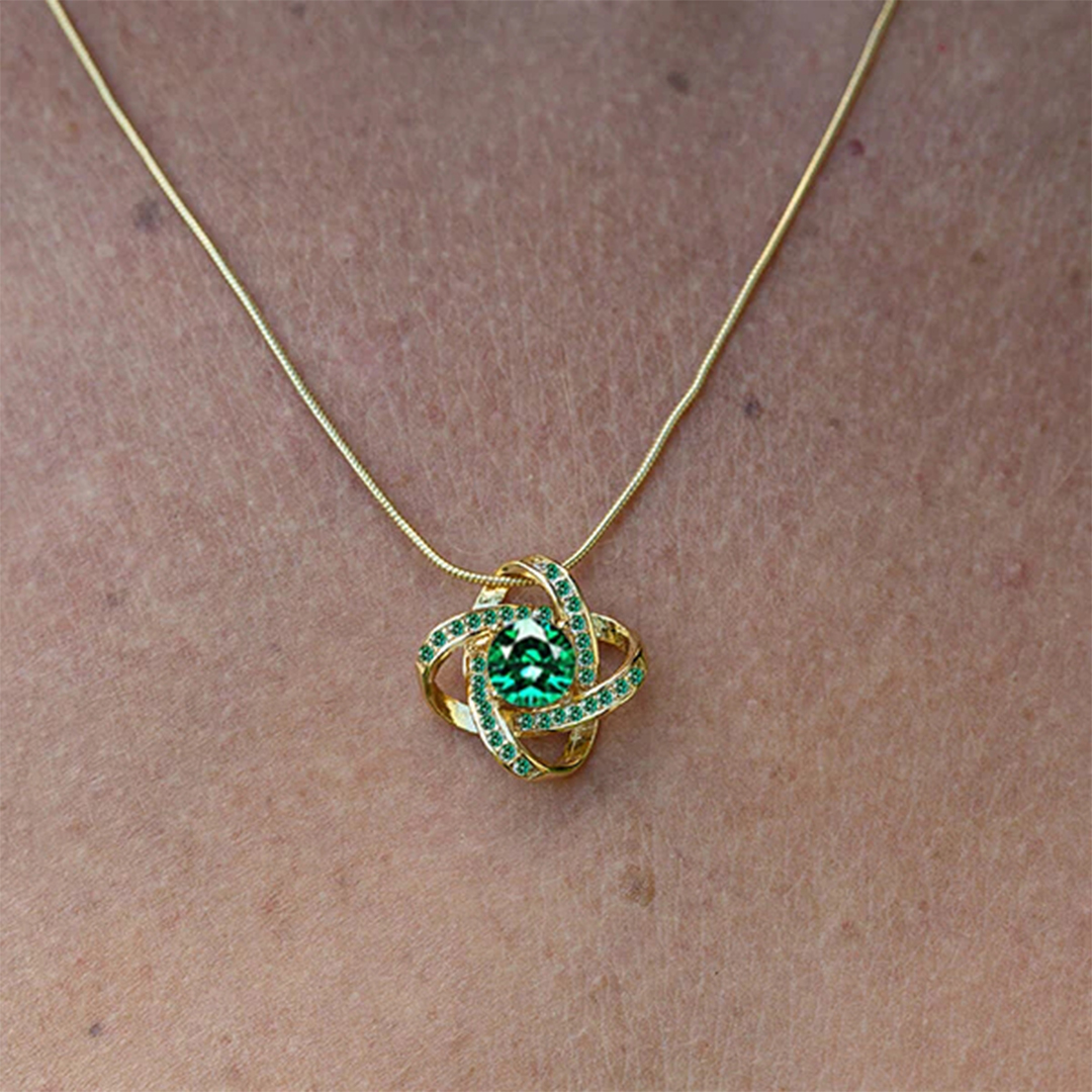 Irish Celtic Knot Emerald Necklace