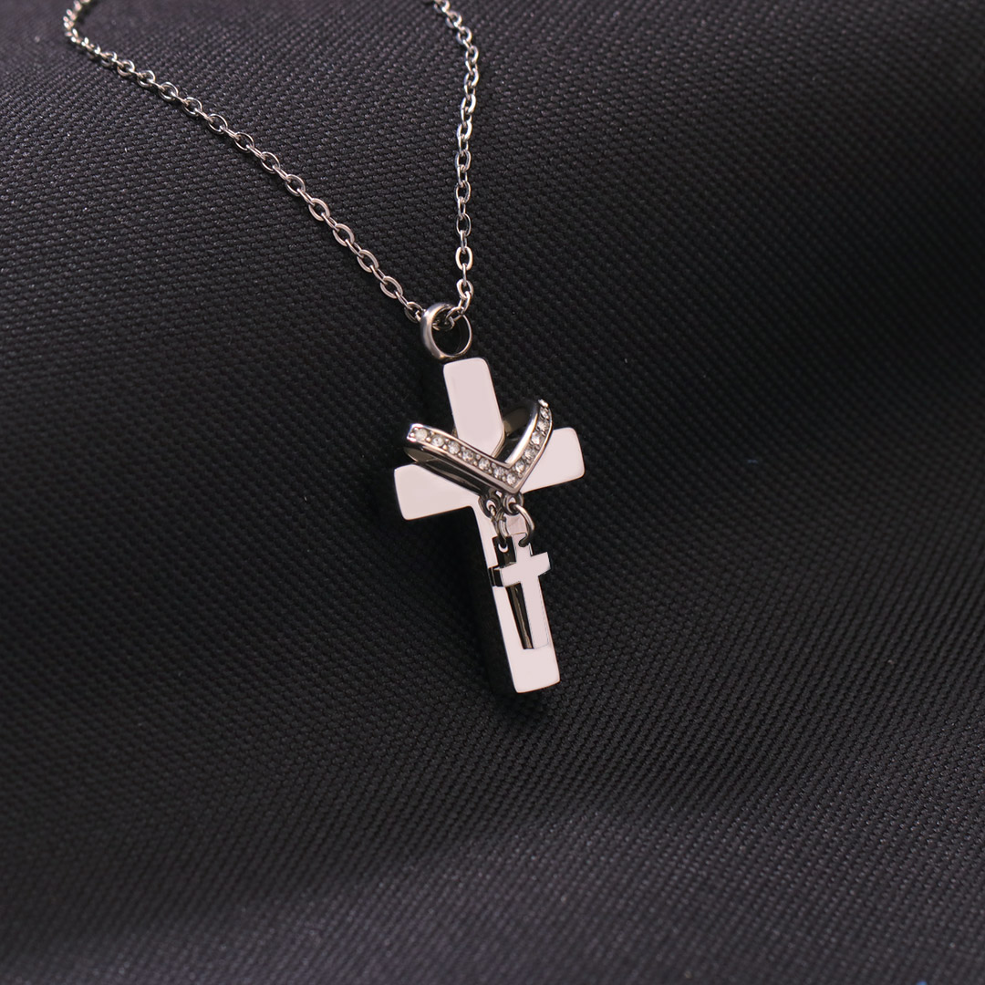 For Memorial - Custom Name Cross Pendant Urn Necklace
