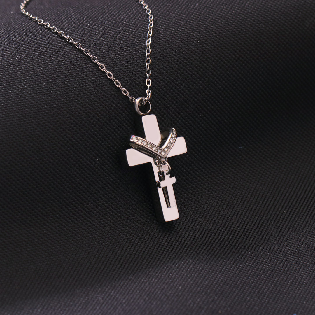 For Memorial - Custom Name Cross Pendant Urn Necklace