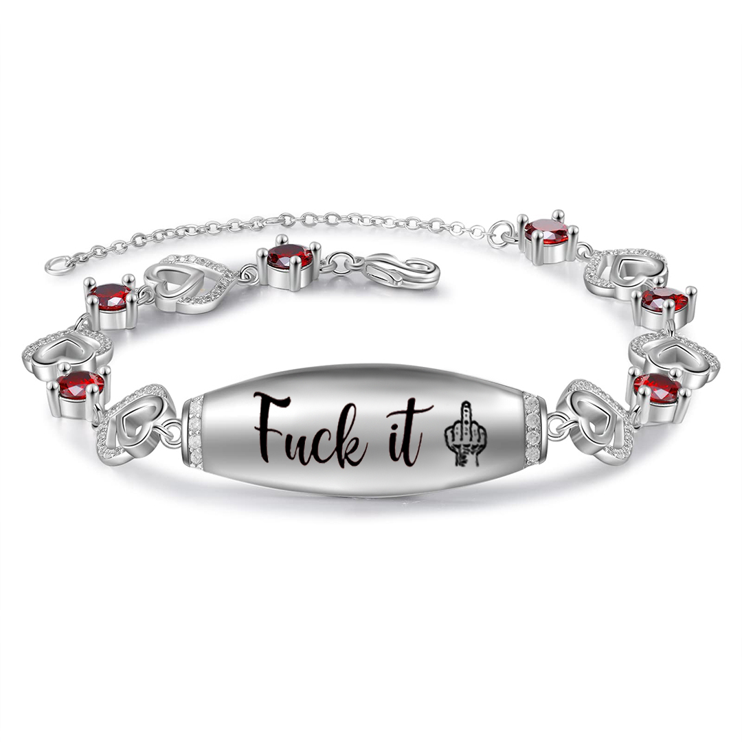 Fuck It Heart Red Circle Diamond Bracelet