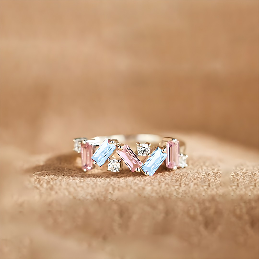 For Memorial - Mama Of An Angel Pink&Blue Broken Ring