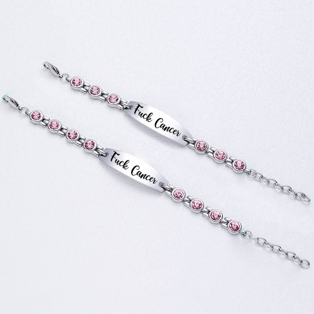 Fuck Cancer Circle Diamond Chain Bracelet