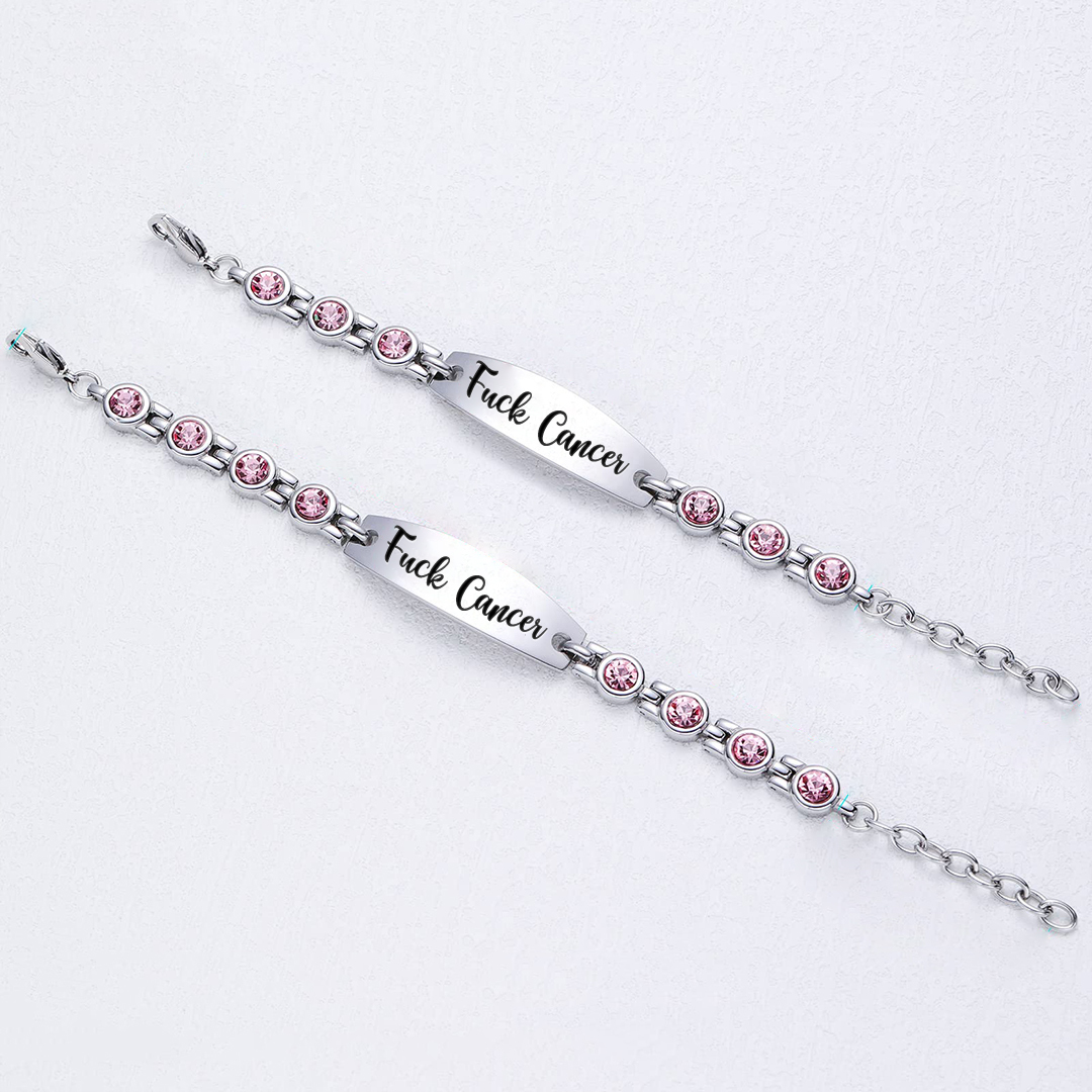 Fuck Cancer Circle Diamond Chain Bracelet