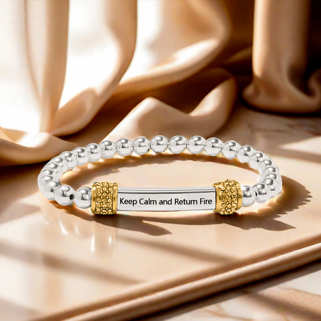 Keep Calm and Return Fire Dainty diamond bead Bracelet