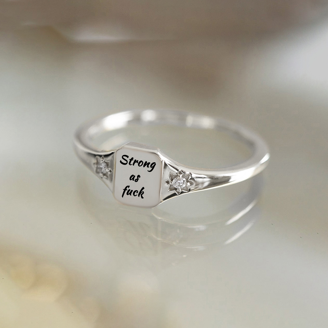 S925 My scars and scratches make me beautiful Square Ring 