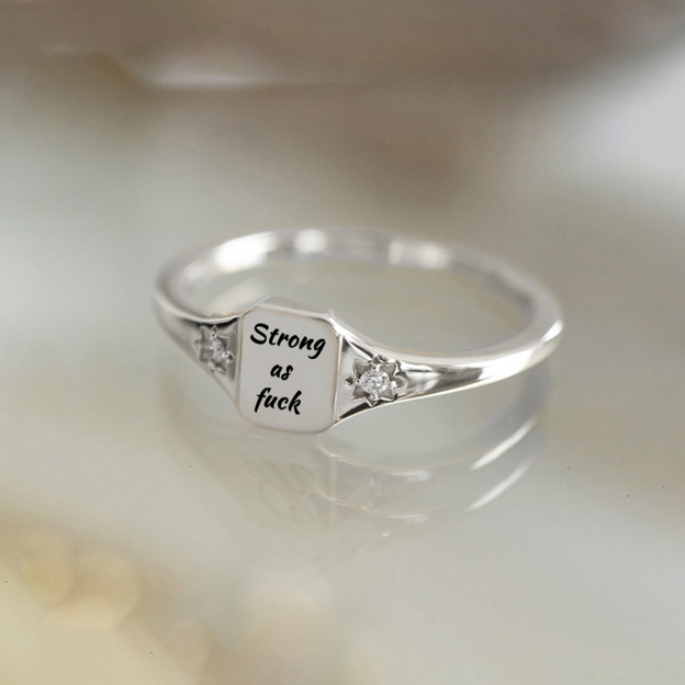 S925 My scars and scratches make me beautiful Square Ring 